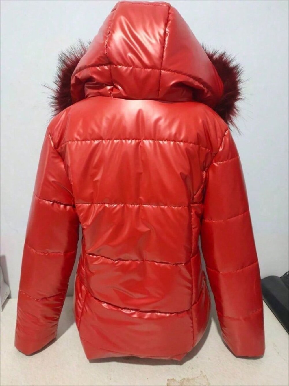 Red Casual Women's Down Cotton-Padded Jacket - Picture 2 of 4